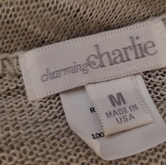 💚5/$25 Charming Charlie Long Duster Open Front Fringe Knit Cardigan Size Medium - Picture 7 of 7